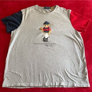 Polo by Ralph Lauren Gray, Red, and Blue men’s Short Sleeve Polo Bear Tee